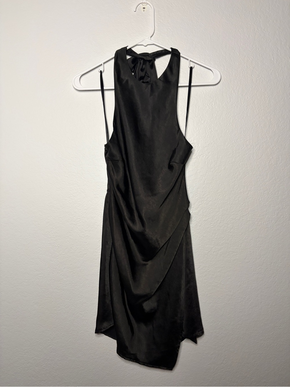 Hello Molly Heavy Heart Black Satin Halter Mini Dress - Picture 3 of 7